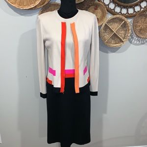 St. John colorblock dress and matching zip jacket (designer, workwear)